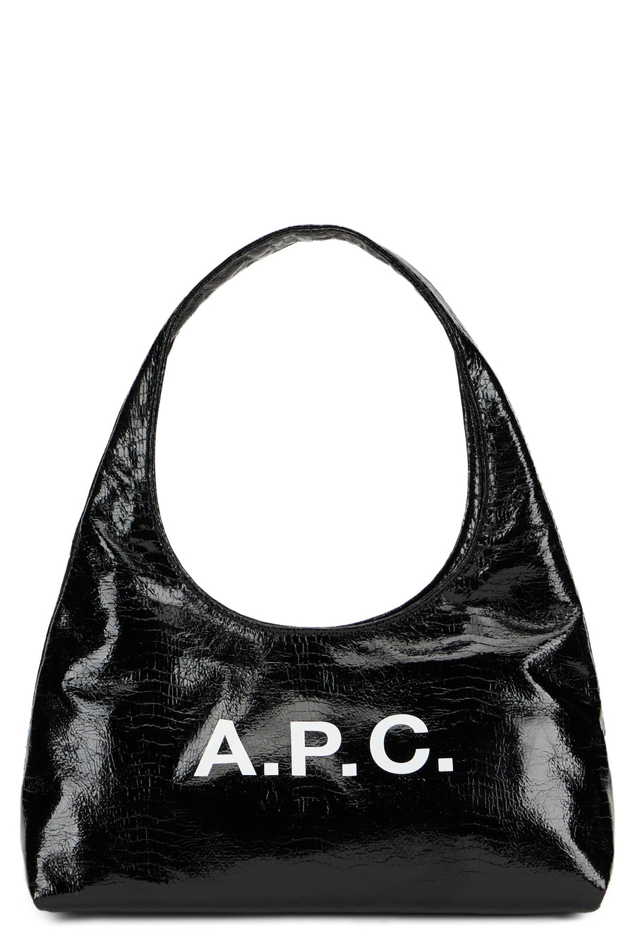 A.p.c. Logo-Embellished Crinkled Polyurethane Shoulder Bag — Black