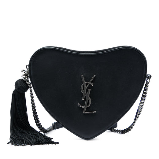 Leather Monogram Heart Tassel Crossbody - Image 1