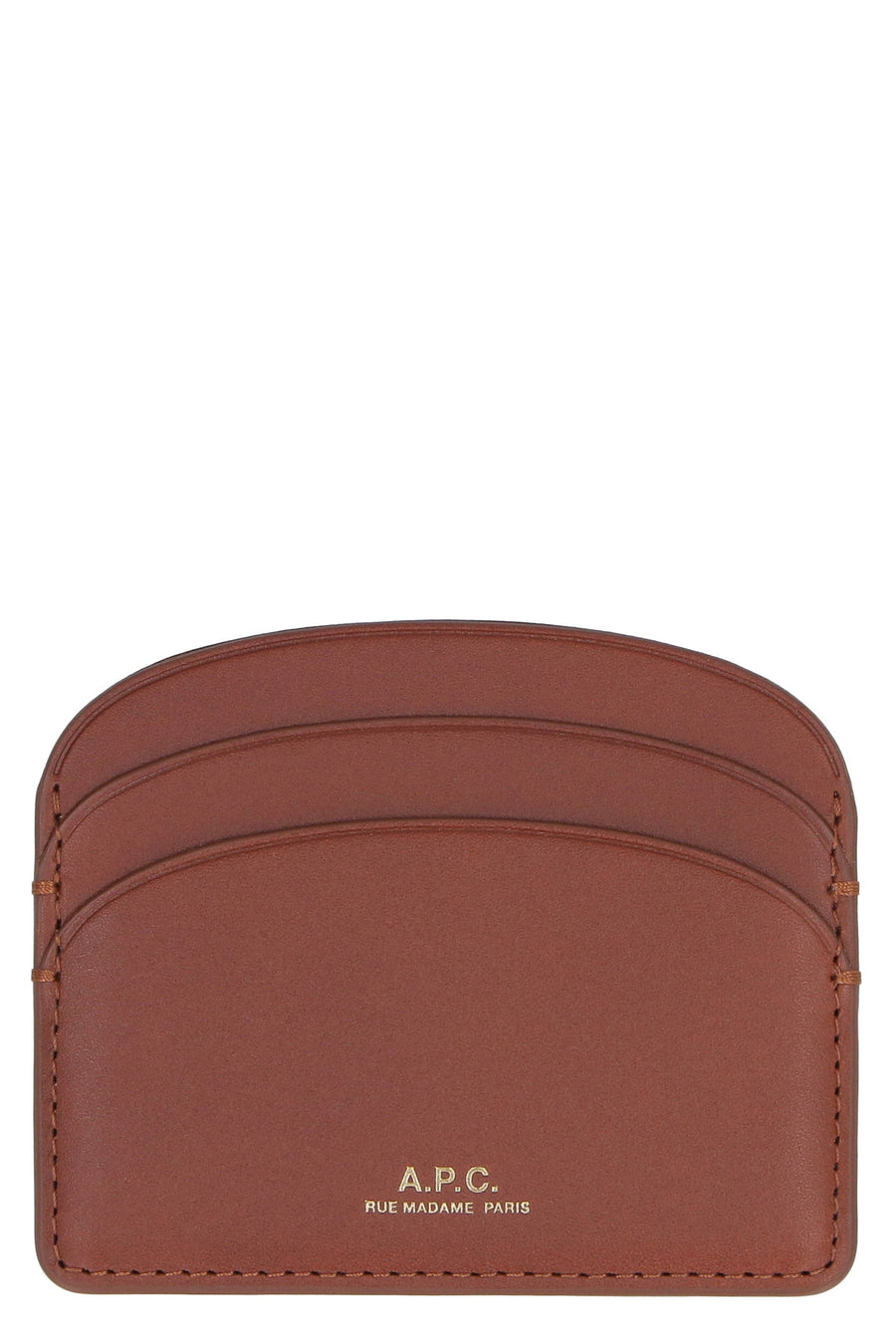 A.p.c. Logo-Embossed Leather Card Case — Brown Cowhide Wallets & Purses