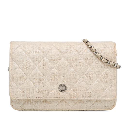 CC Coated Tweed Wallet On Chain - Image 1