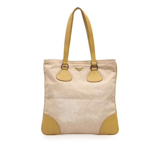 Vitello Trimmed Canvas Canapa Tote - Image 1