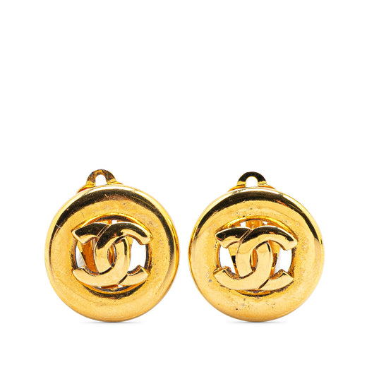 CC Gold Plated Round Clip On Earrings - Image 1
