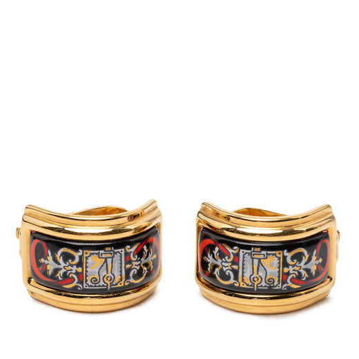 Gold Plated Enamel Cloisonne Clip On Earrings - Image 1