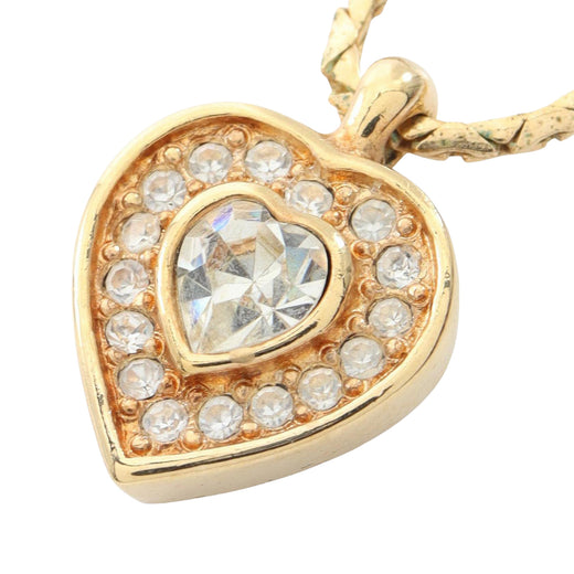 Gold Plated Strass Heart Pendant Necklace - Image 1