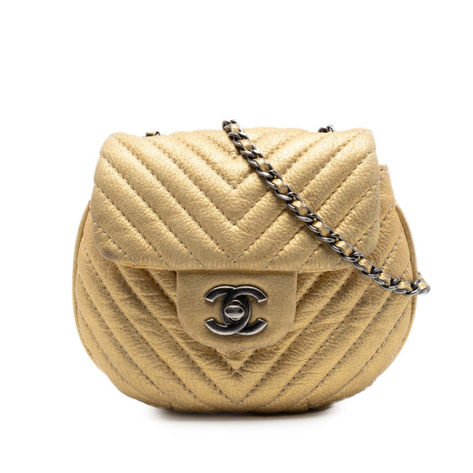 CC Chevron Metallic Aged Calfskin Bubble Flap - Image 1