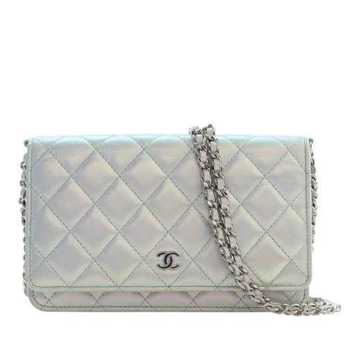 CC Quilted Iridescent Lambskin Wallet on Chain - Image 1