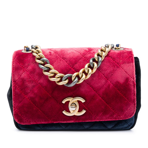 Paris Cosmopolite Small Tricolor Quilted Velvet Private Affair Camellia Flap - Image 1