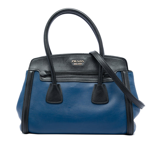 Bicolor Saffiano Trimmed City Calf Double Zip Satchel - Image 1