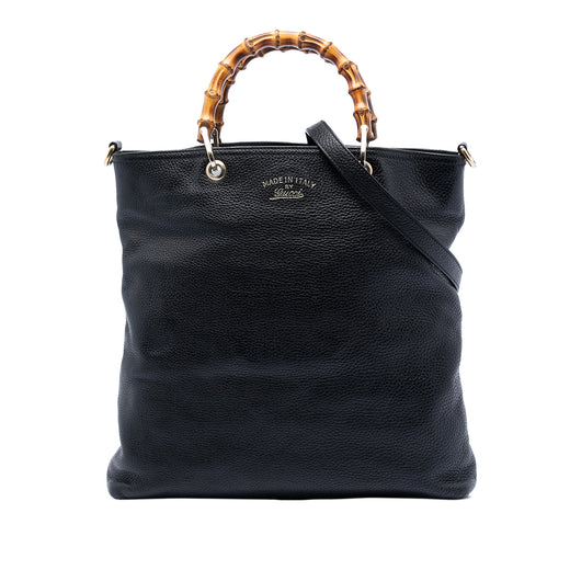 Tall Leather Bamboo Shopper Tote - Image 1