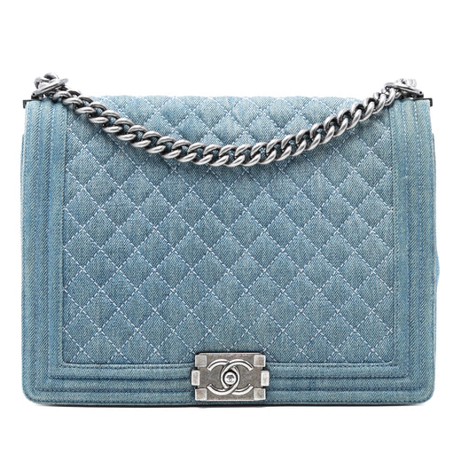 Large Quilted Denim Boy Flap - Image 1
