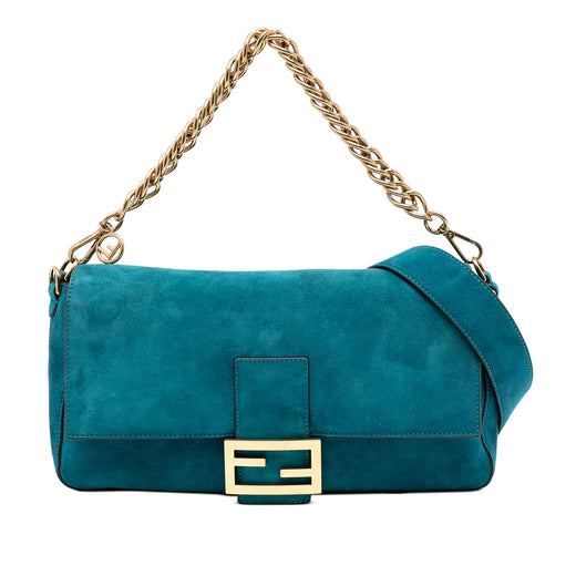 Large Suede Chamois Baguette Satchel - Image 1