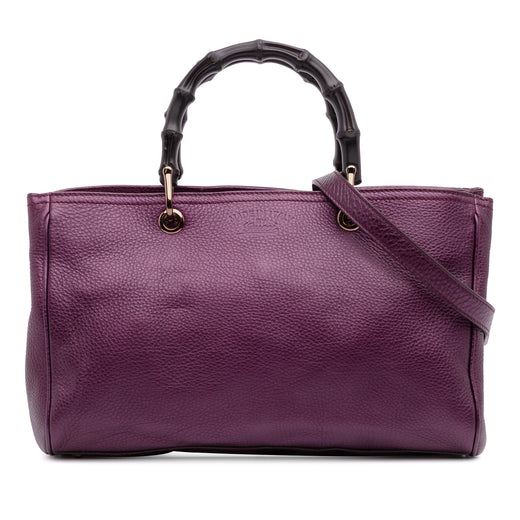 Medium Calfskin Bamboo Shopper Satchel - Image 1