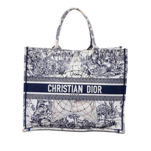 Large Canvas Embroidered Around The World Book Tote - Image 1