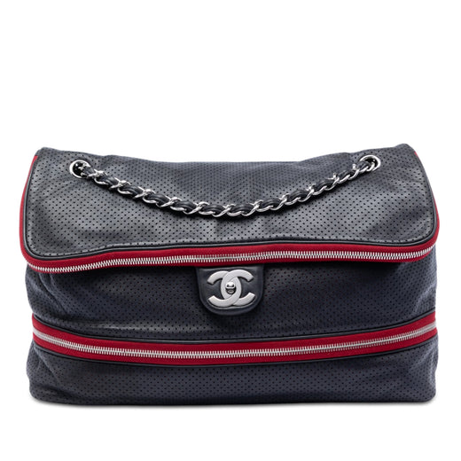 Perforated Calfskin Expandable Shoulder Bag - Image 1