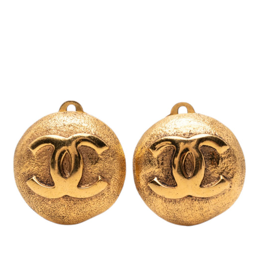 CC Gold Plated Button Clip On Earrings - Image 1