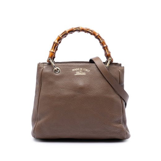Small Calfskin Bamboo Shopper Satchel - Image 1