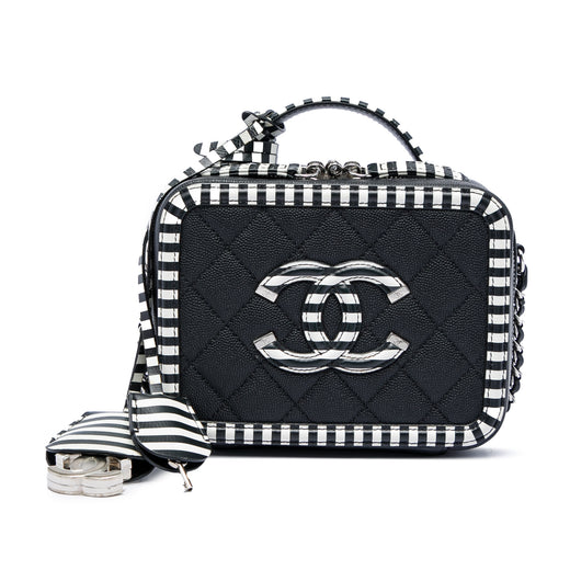 Small Caviar Striped CC Filigree Vanity Case - Image 1