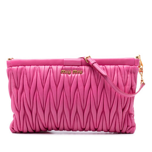 Matelasse Nappa Frame Clutch with Strap - Image 1