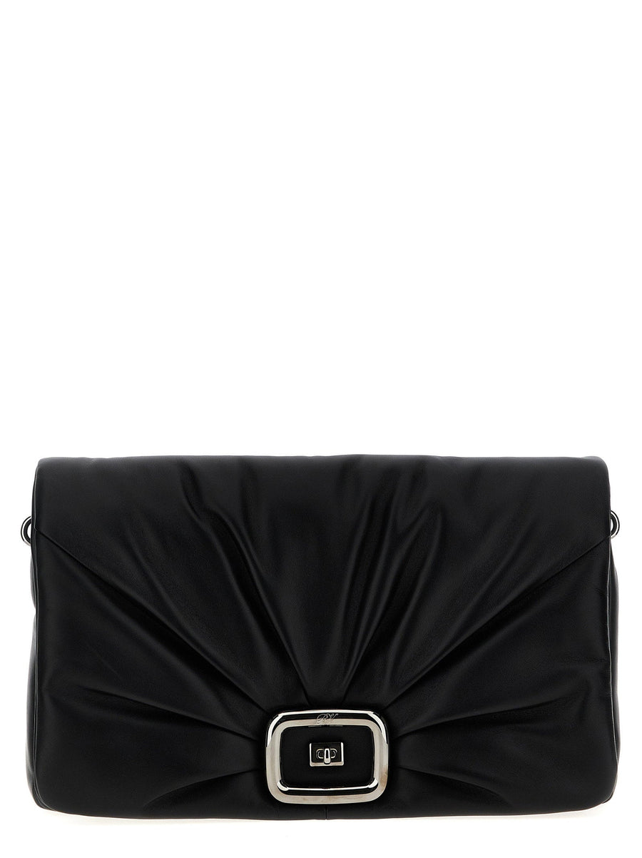 Roger Vivier Viv Choc Shoulder Bag — Black Nappa Leather