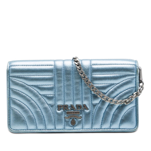 Metallic Soft Calf Impunture Diagramme Wallet on Chain - Image 1