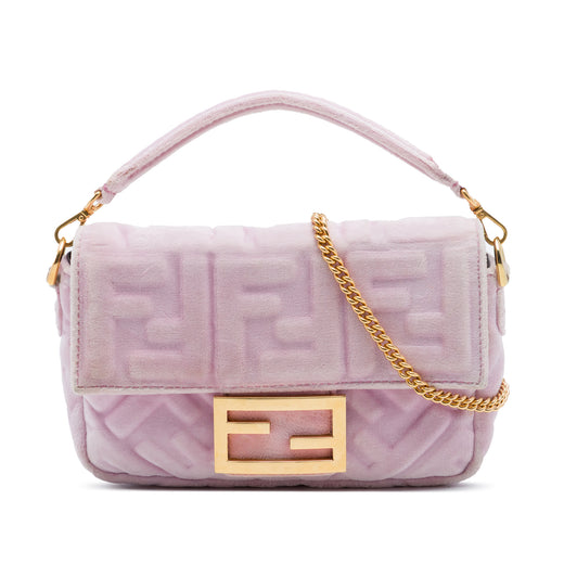 Mini Zucca Embossed Velvet Baguette Satchel - Image 1