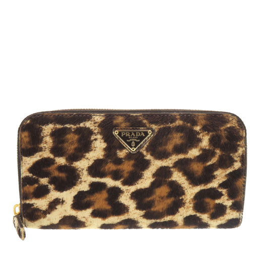 Pony Hair Leopard Print Zip Around Wallet - Image 1