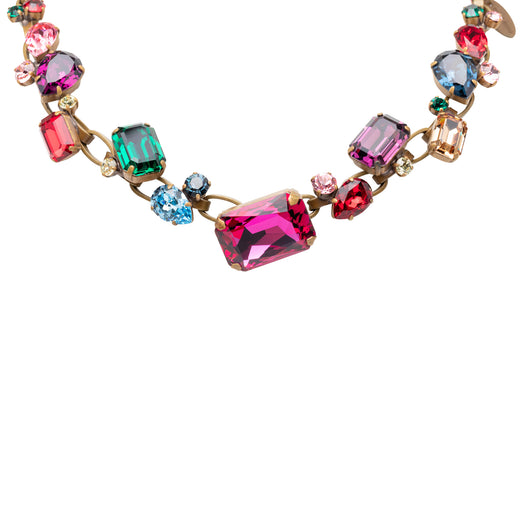 Gold Plated Strass Stone and Leather Choker Necklace - Image 1