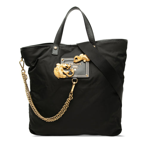 Saffiano Trimmed Tessuto Animalier Dragon Satchel - Image 1