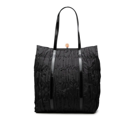 Leather Trimmed Re Nylon Pleated Tote - Image 1