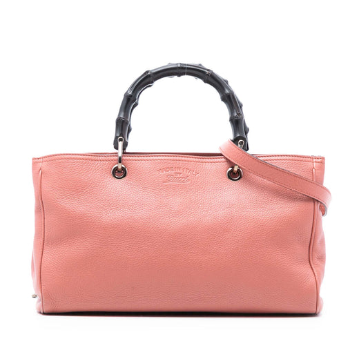 Medium Calfskin Bamboo Shopper Satchel