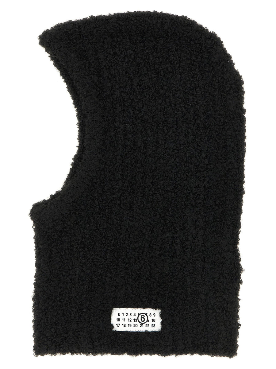 Mm6 Maison Margiela Bouclé Wool Blend Balaclava — Black Winter Hats
