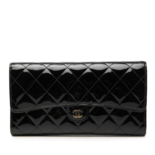 CC Quilted Patent Classic Flap Long Wallet - Image 1