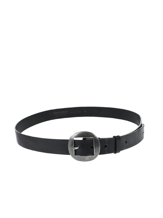 Dsquared2 Logo Leather Buckle Belt — Black