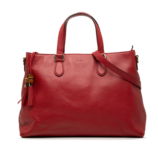 Leather Bamboo Tassel Satchel - Image 1