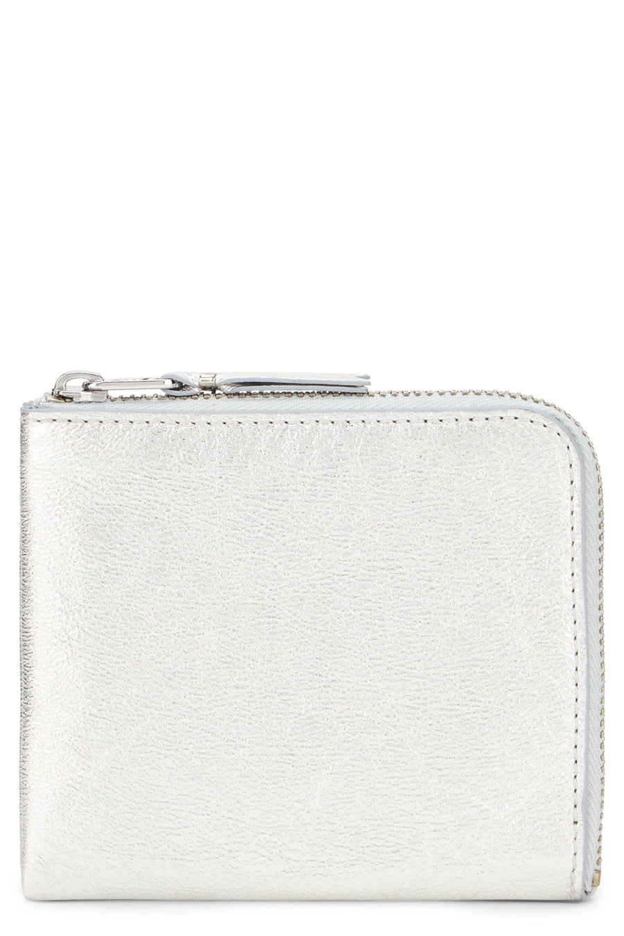 Comme Des Garçons Wallet Half-Zip Metallic Vachette — Silver & Purses