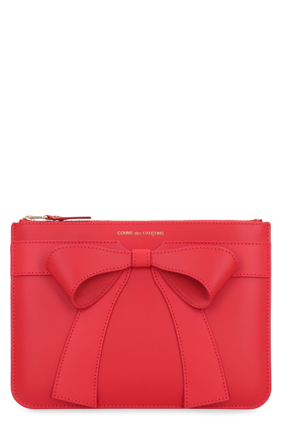 Comme Des Garçons Wallet Bow-Appliqué Calf Leather Clutch — Red