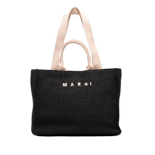Raffia Effect Nylon Embroidered Logo North West Shopping Tote - Image 1