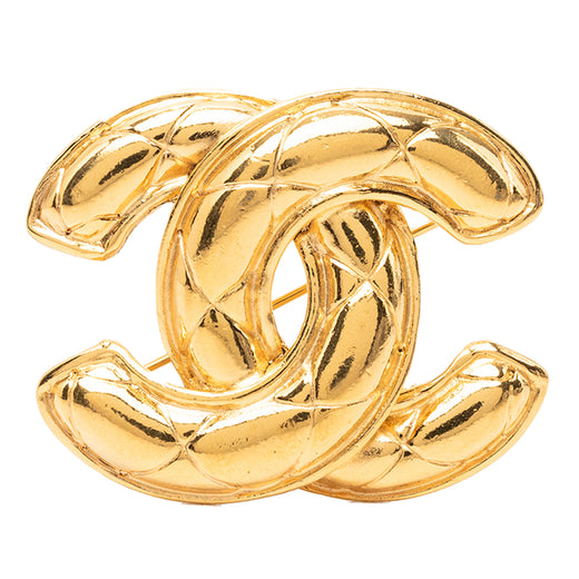 CC Gold Plated Quilted Brooch - Image 1
