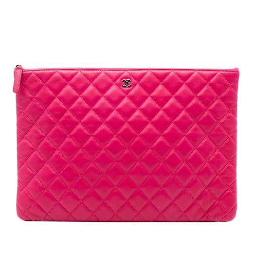 Large Quilted Lambskin O Case Clutch - Image 1