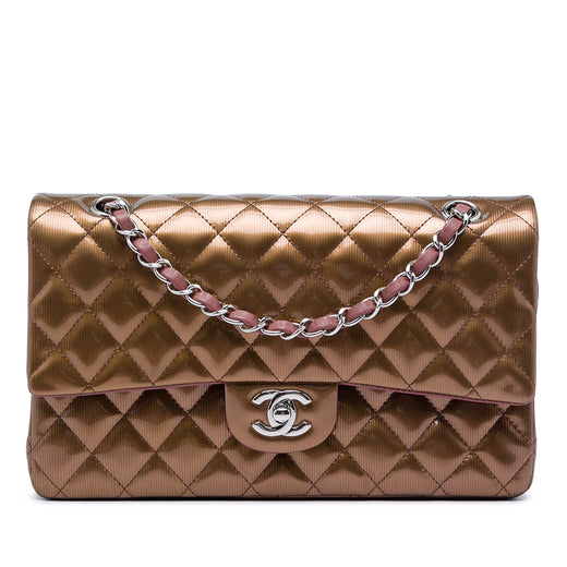 Medium Classic Striated Patent Double Flap - Image 1