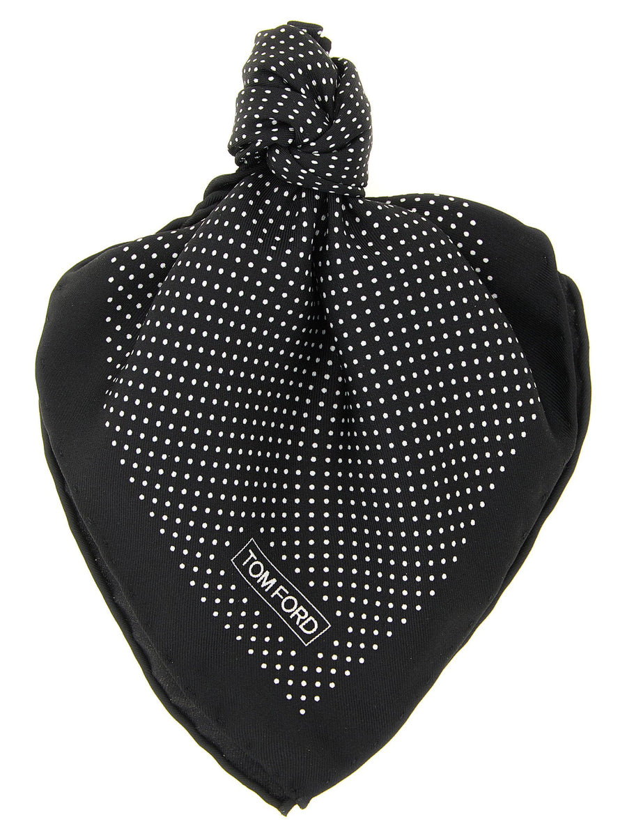 Tom Ford Silk Polka-Dot Scarf — Black Pure Mulberry Scarfs