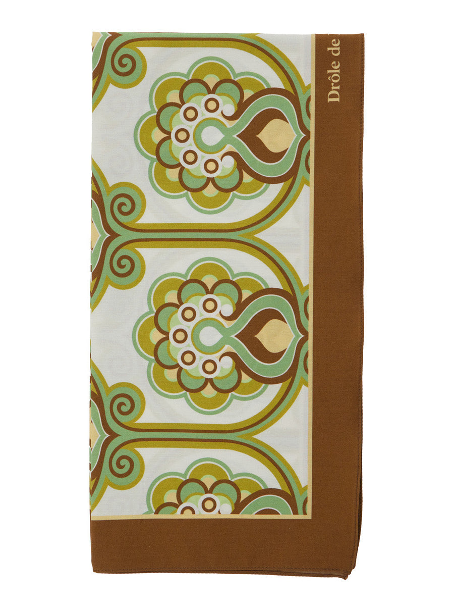 Drôle De Monsieur Tapisserie Florale Cotton Scarf — Green Scarfs