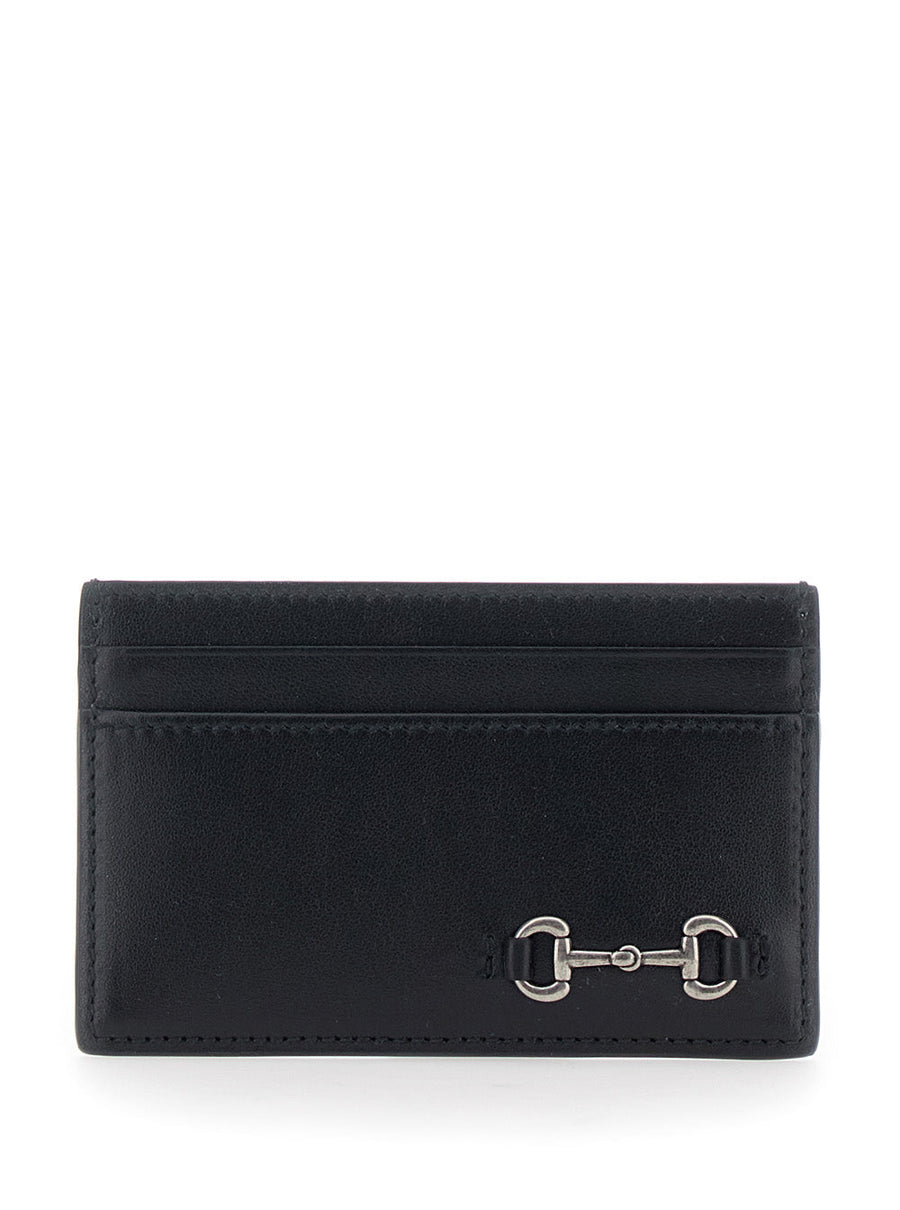 Gucci Horsebit Leather Card Case — Black Calf Cases