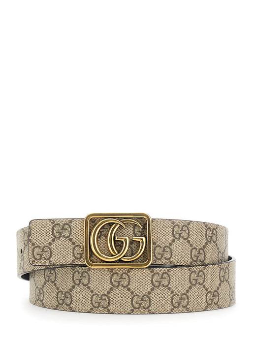 Gucci Gg Canvas Reversible Belt — Beige Polyurethane