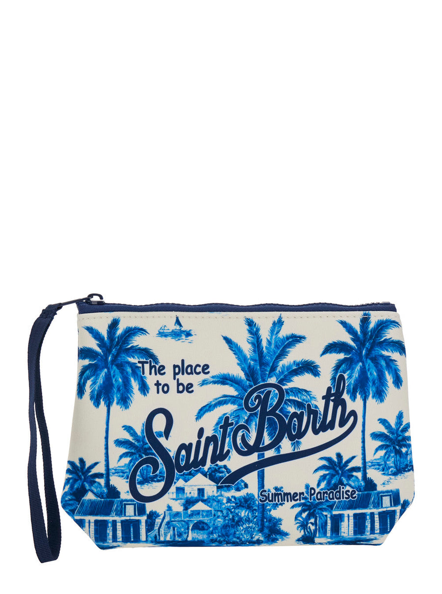 Mc2 Saint Barth Tropical Print Clutch — Blue Tech Fabric