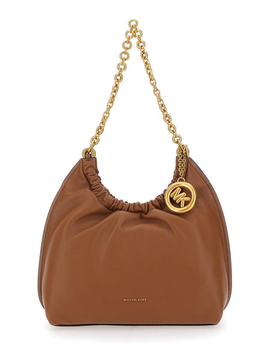 Michael Michael Kors Drawstring Leather Shoulder Bag — Brown Cow