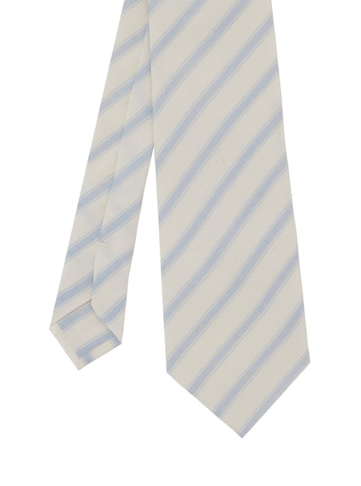 Saint Laurent Silk Stripe Bow Tie — Beige Ties