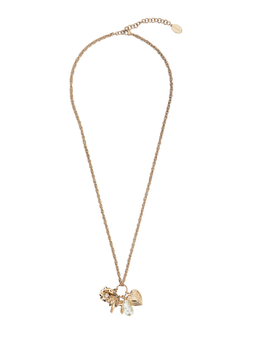 Twinset Charm Pendant Necklace — Gold Brass Necklaces
