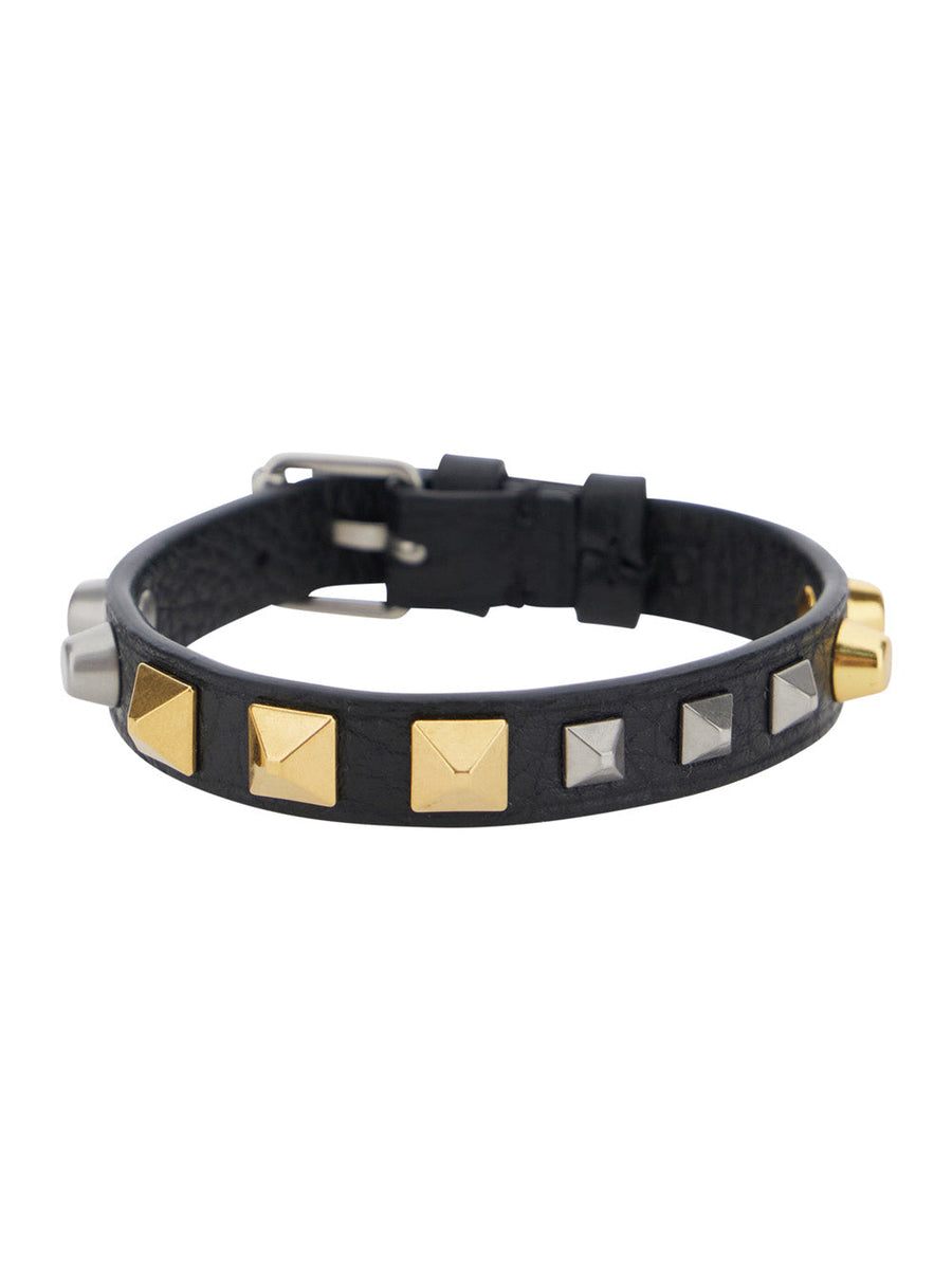 Valentino Garavani Studded Leather Bracelet — Black Bracelets