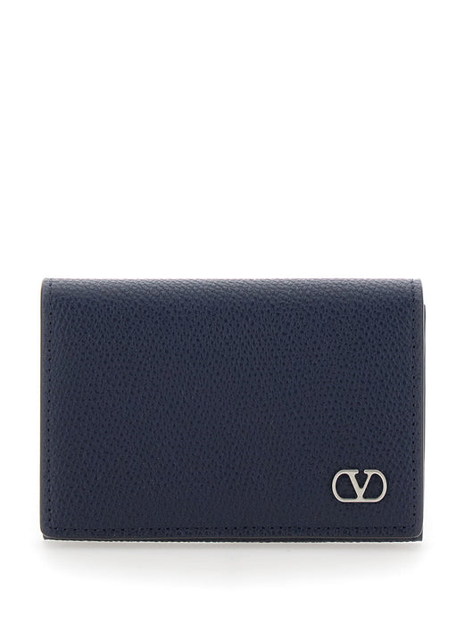 Valentino Garavani Grained Leather Vlogo Card Case — Black Cases